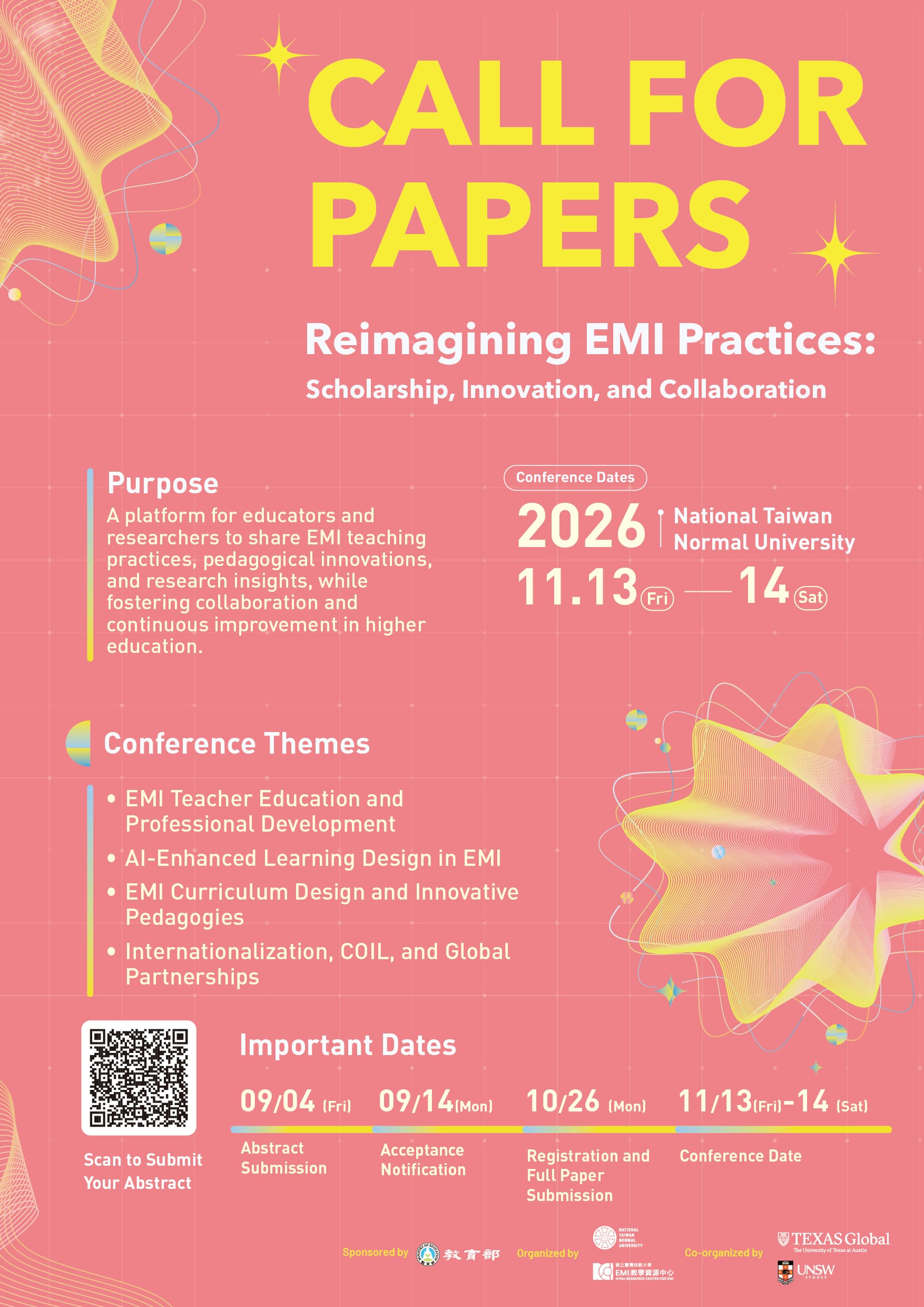 【開放論文徵稿！】2026 成果發表暨國際研討會 Reimagining EMI Practices: Scholarship, Innovation, and Collaboration